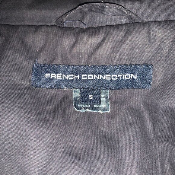 French Connection Womens Black Hooded Parka Coat With Faux Fur Trim & Drawstring - Picture 3 of 3